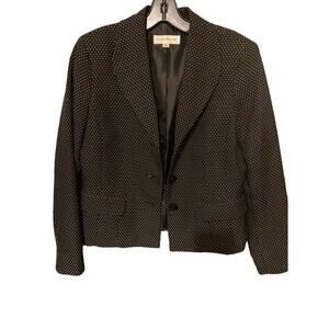 Evan Picone Short Blazer Womens 1 0 Black Polka Dot Midi Lined Career Jacket